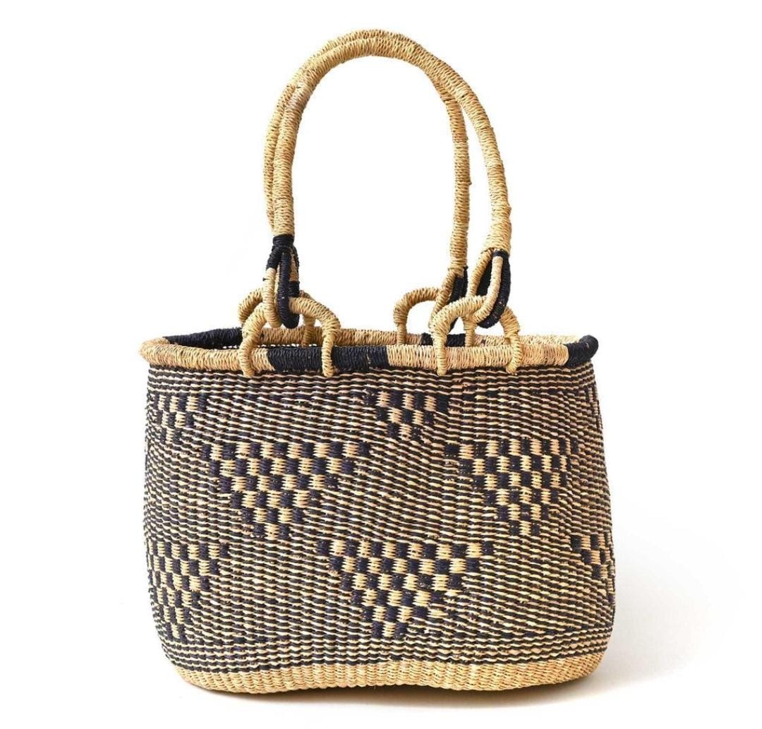 Panier tressé bicolore
